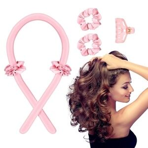 Heatless Hair Curler with Hair Clip and 2 Hair Ties